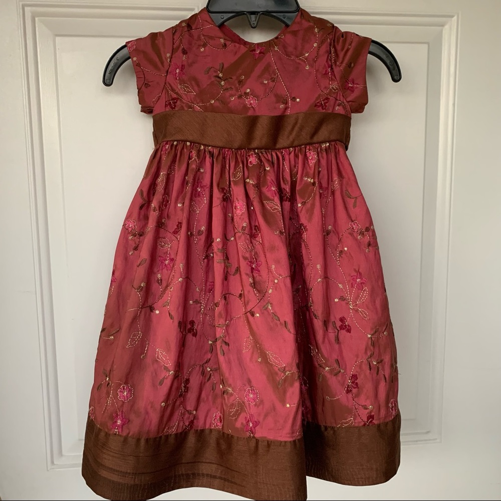 •Marmellata• Girls Iridescent Taffeta Floral Embroidered Dress - Size 24 Months